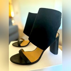 IRO Suthy Black Leather & Suede Ankle Cuff Sandals